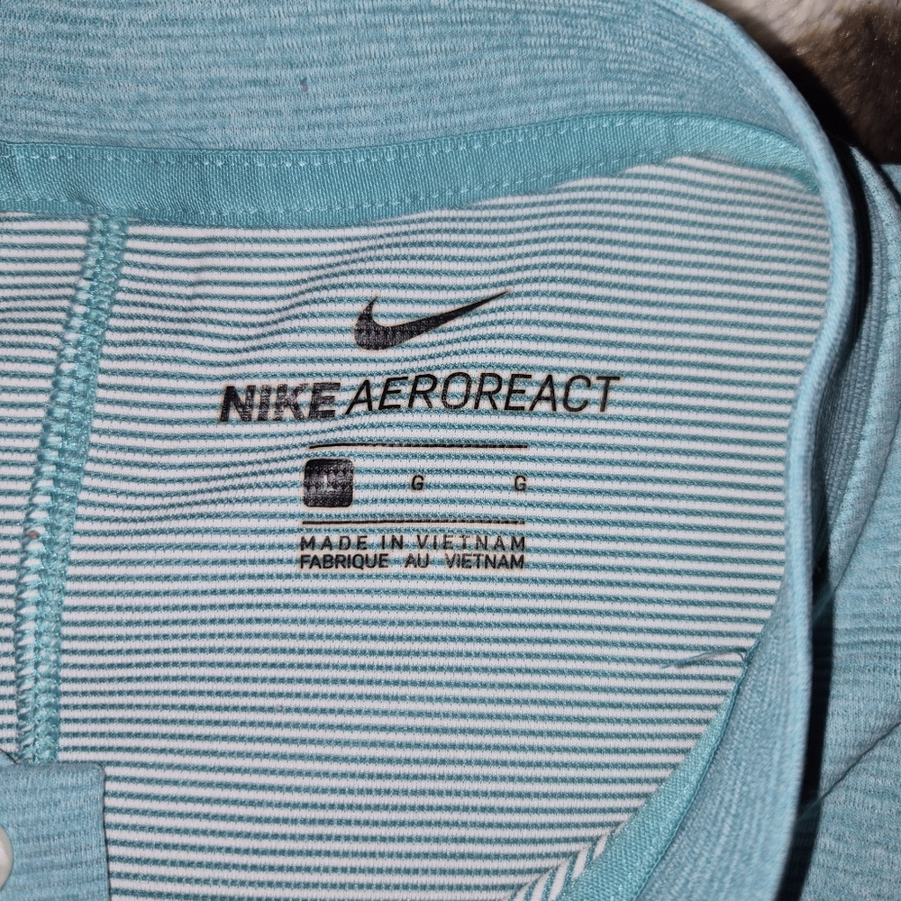 Nike AeroReact Tiger Woods Golf Polo Men’s Large Teal Performance Athletic Shirt - Picture 3 of 5